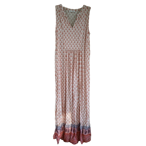 Beach Lunch Lounge Paisley Sleeveless Maxi Dress Lightweight Viscose Size Small - Picture 2 of 8